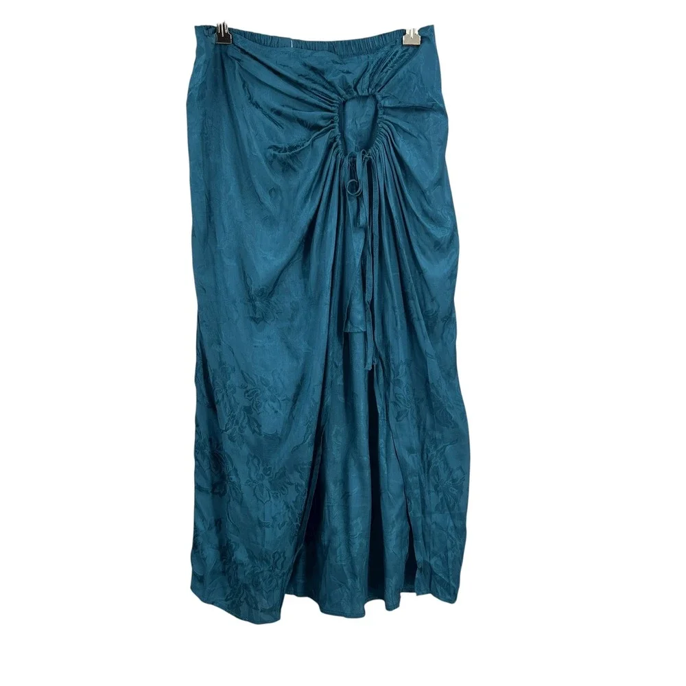 Band of the Free Small‎ Teal Blue Maxi Skirt Front Slit Layered Mini Skirt New